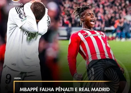 Mbappé falha pênalti e Real Madrid perde com Atlético de Bilbao