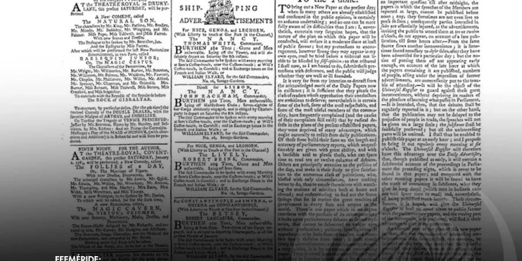 Em 1785 surgia o Jornal inglês “The Times”