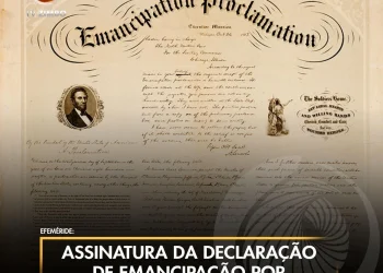 Assinatura da Declaração de Emancipação por Abraham Lincoln em 1863