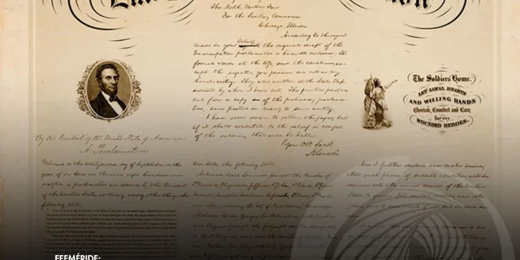 Assinatura da Declaração de Emancipação por Abraham Lincoln em 1863
