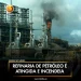 Refinaria de petróleo é atingida e incendeia
