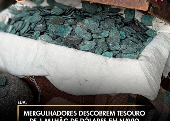 Mergulhadores descobrem tesouro de 1 milhão de dólares em navio espanhol naufragado