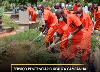 Serviço Penitenciário realiza campanha de limpeza no Cemitério de Santa Ana com participação de reclusos